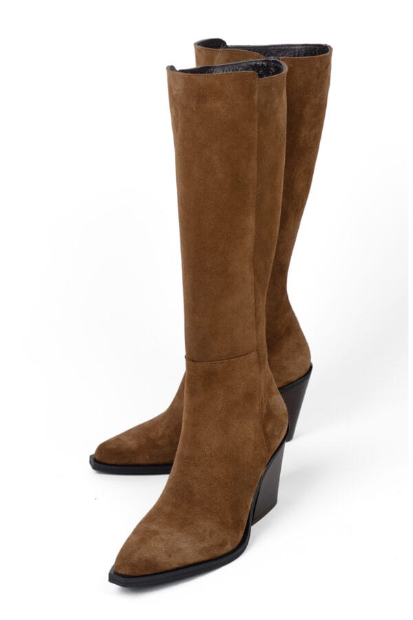 Kadın Kalın Topuklu Fermuarlı Kovboy Çizme-Western