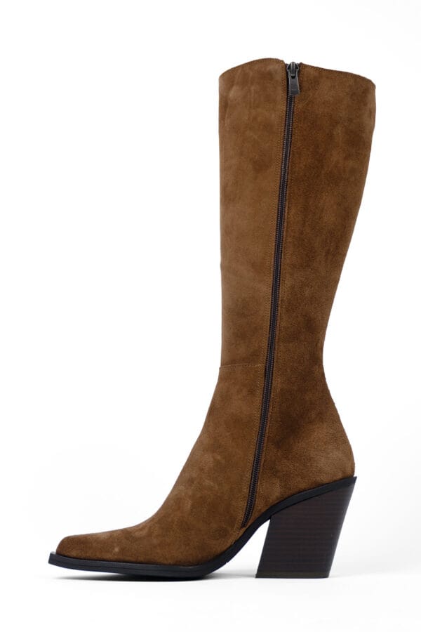 Kadın Kalın Topuklu Fermuarlı Kovboy Çizme-Western