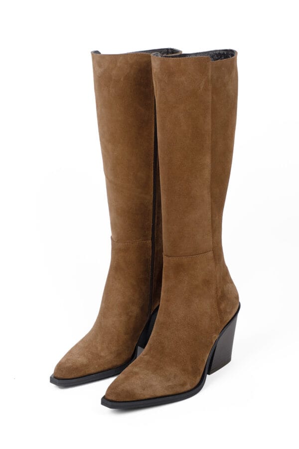 Kadın Kalın Topuklu Fermuarlı Kovboy Çizme-Western