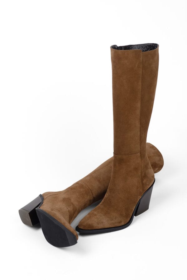 Kadın Kalın Topuklu Fermuarlı Kovboy Çizme-Western