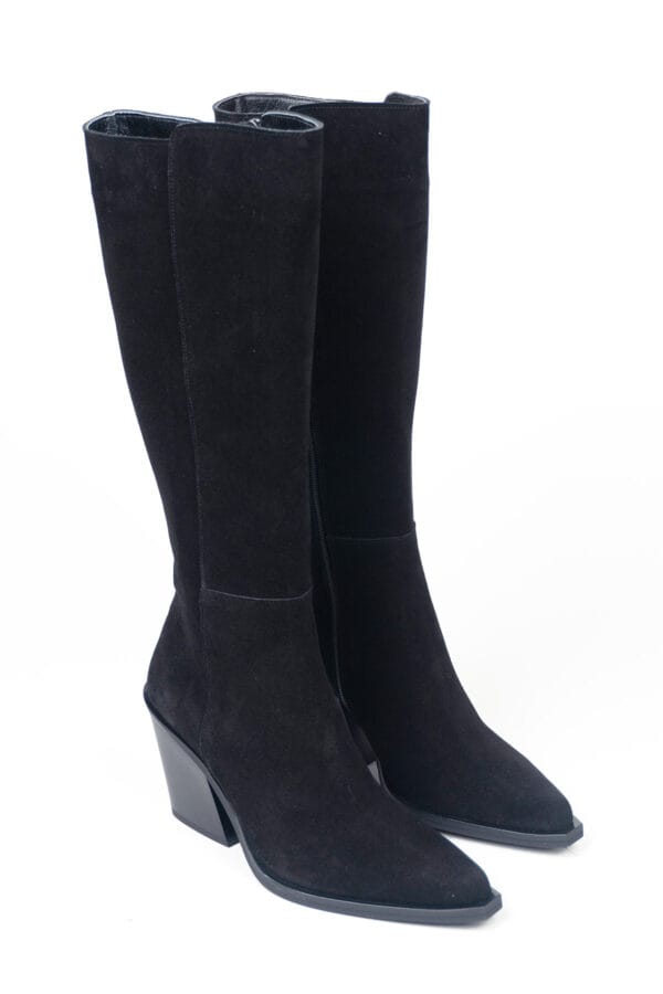 Kadın Kalın Topuklu Fermuarlı Kovboy Çizme-Western