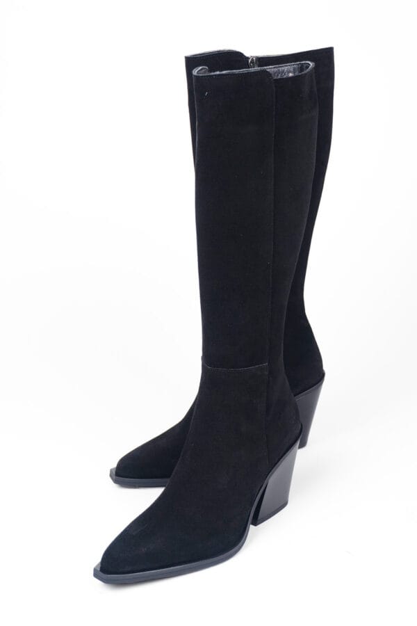 Kadın Kalın Topuklu Fermuarlı Kovboy Çizme-Western