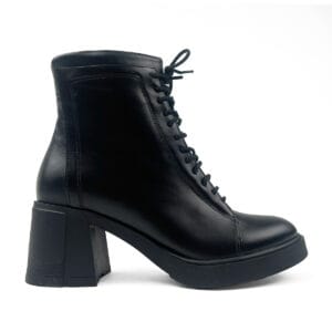 Kadın Hakiki Deri Kalın Topuklu Bağcıklı Ve Fermuarlı Platform Taban Postal Bilekte Bot