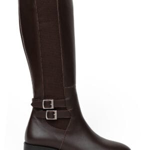 Acı Kahve Kadın Hakiki Deri Fermuarlı Lastikli Günlük Çizme