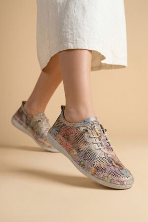 Kadın Hakiki Deri Ortopedik Günlük Rahat Delikli Casual Ayakkabı Lastik Bağcıklı