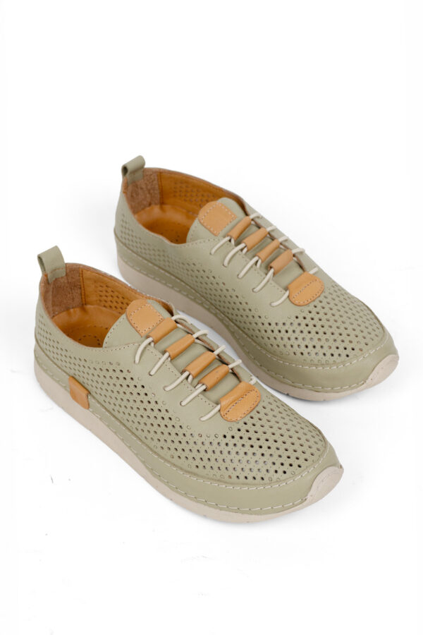 Hakiki Deri Kadın Ortopedik Bağcıklı Günlük Casual Spor Ayakkabı