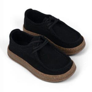 Siyah Süet Kadın Bağcıklı Ortopedik Taban Rahat Günlük Casual Ayakkabı