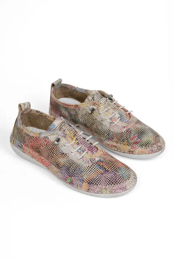 Kadın Hakiki Deri Ortopedik Günlük Rahat Delikli Casual Ayakkabı Lastik Bağcıklı