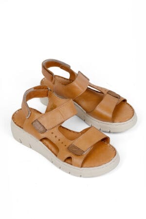 Taba Hakiki Deri Kadın Cırtlı Ortopedik Yüksek Taban Sandalet