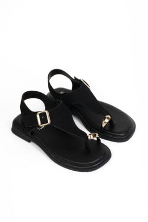 Kadın Metal Tokalı Baş Parmak Arası Günlük Sandalet