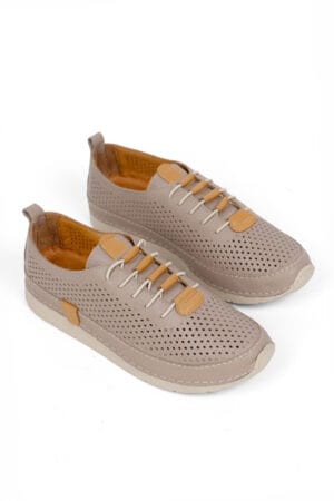 Hakiki Deri Kadın Ortopedik Bağcıklı Günlük Casual Spor Ayakkabı